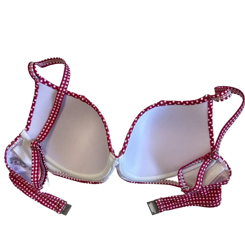 Red Gingham Push Up Ruffle Cheeky Bikini Set - Picture 10 of 15